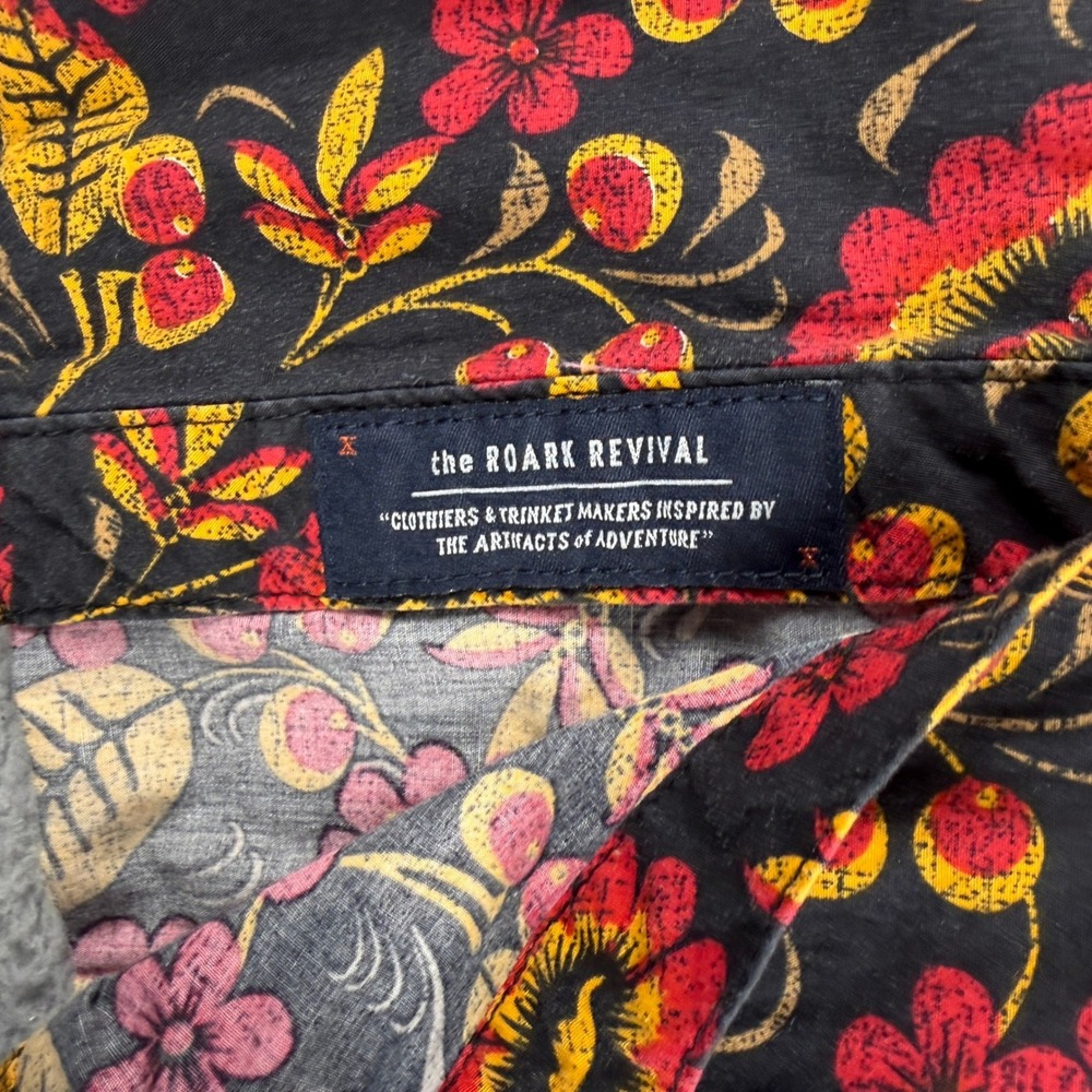 The Roark Revival Shirt Mens L Black Floral Short Sleeve Artifacts of Adventure - Picture 10 of 11